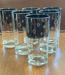 Set of Six MCM Silver Fade Highball Glassware