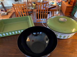 Cathrineholm Avocado Green Lotus Pattern Enamelware Lasagne Pan