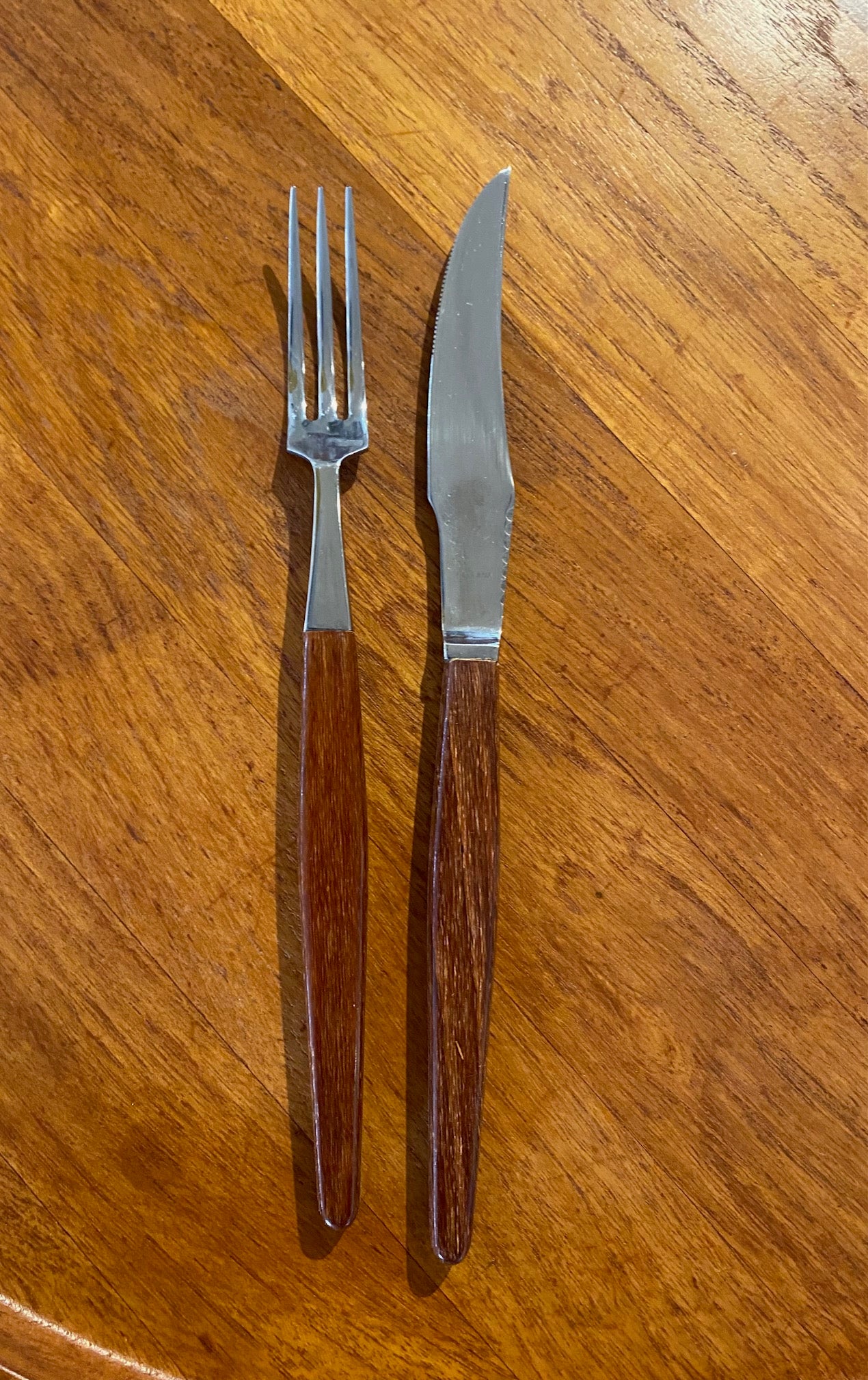 Set of 6 Perma-a -Teak Steak Knives and Forks