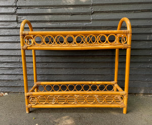 Vintage Rattan and Bamboo Plant Stand