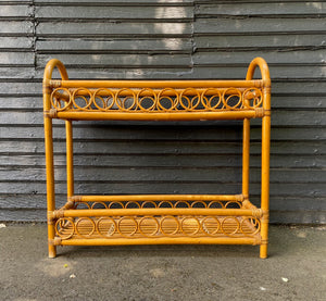 Vintage Rattan and Bamboo Plant Stand
