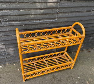 Vintage Rattan and Bamboo Plant Stand