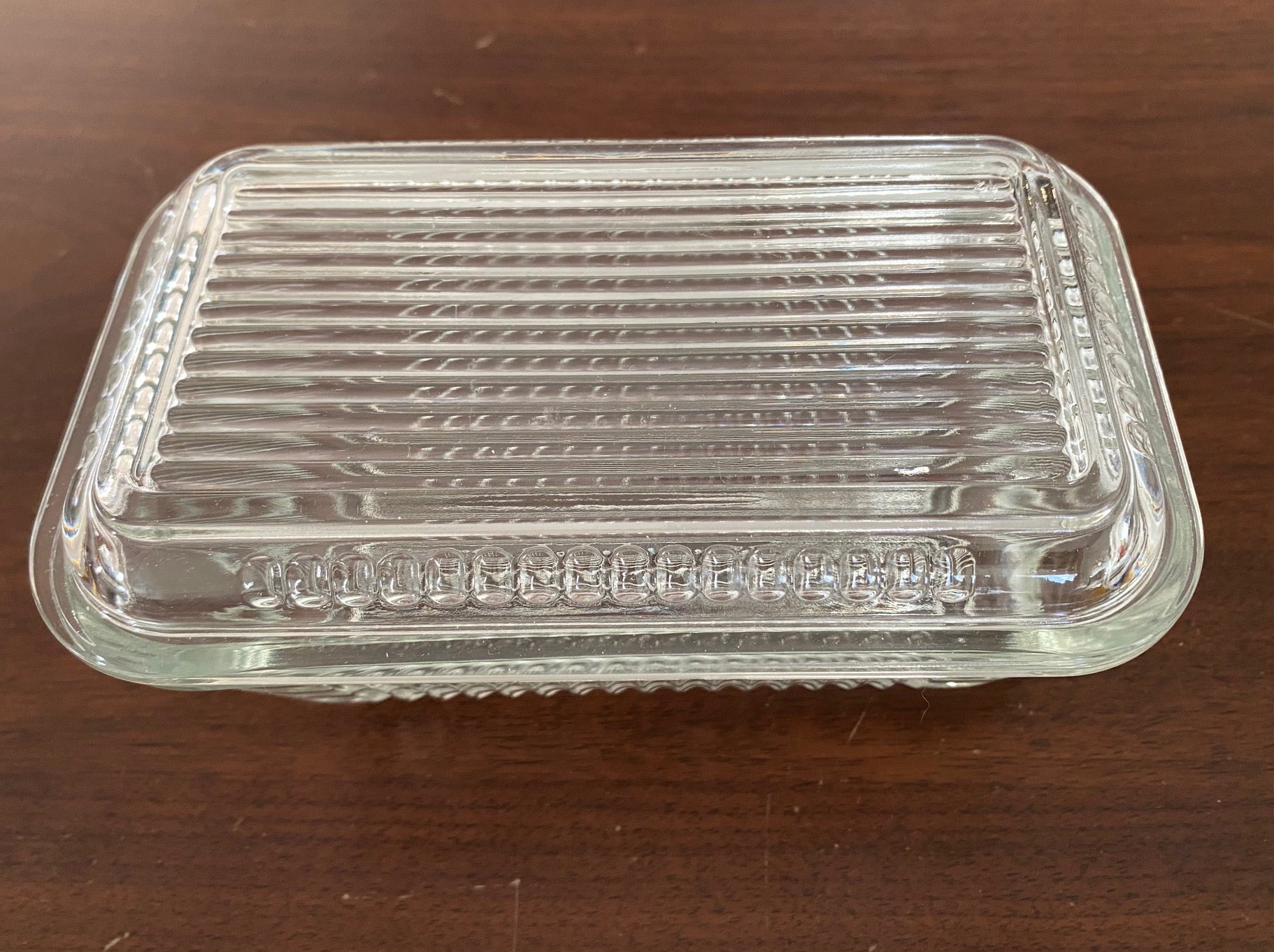 Clear Glass Vintage Refrigerator Dish
