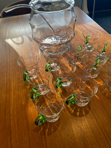 Vintage Glass Sangria Jug with 10 cups