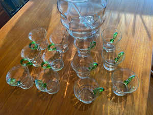 Vintage Glass Sangria Jug with 10 cups