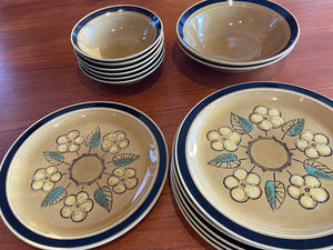 Fabulous Crest-Stone plates in gold, brown and yellow, "Lisa". Marked S-571. Made in Japan- Cook Street Vintage
