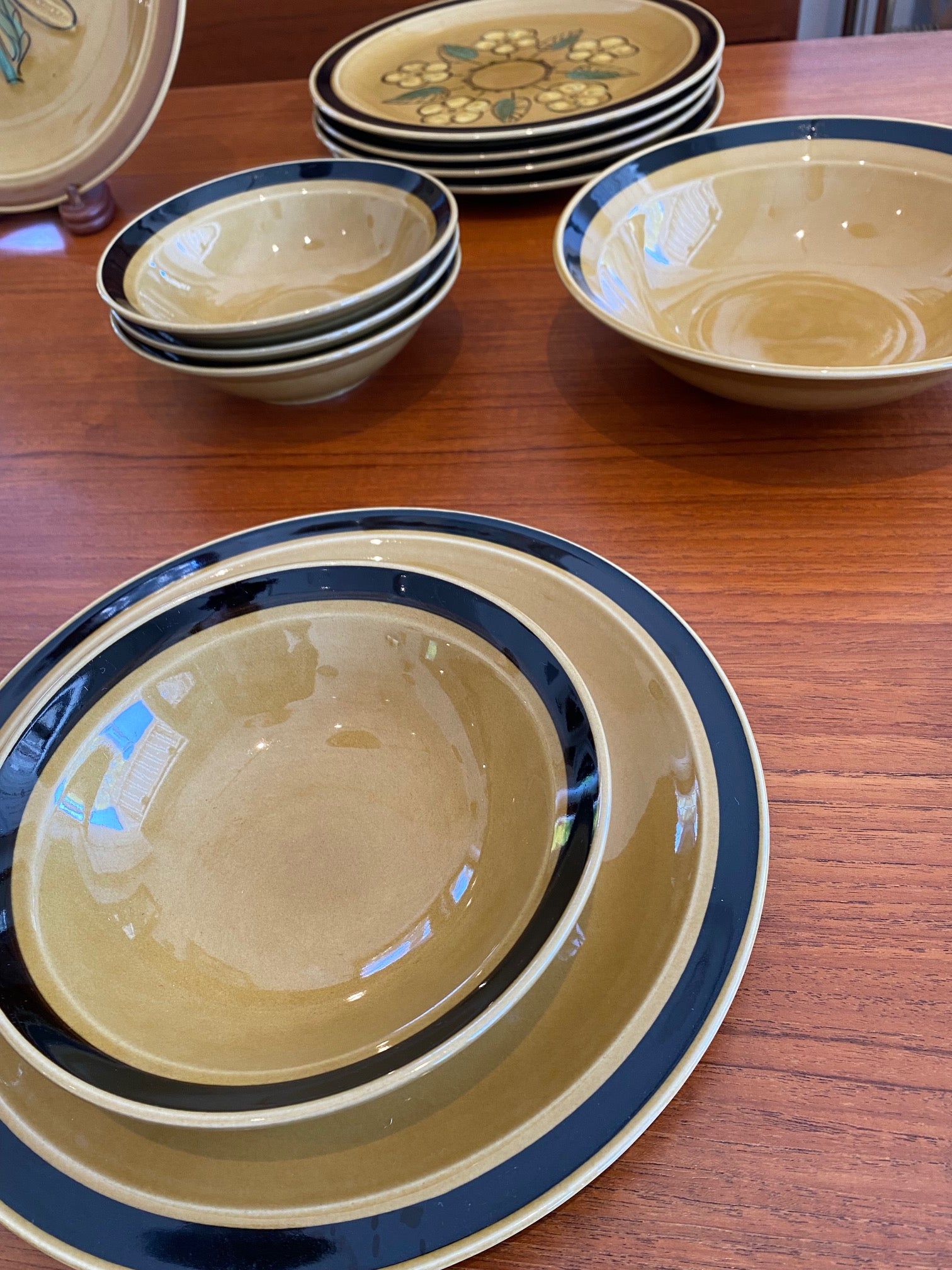 Set of Stoneware Cereal and Serving Bowls