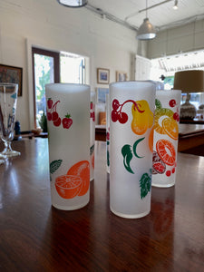 Set of 5 Mid-century Fruit Zombie Glasses by Federal Glass