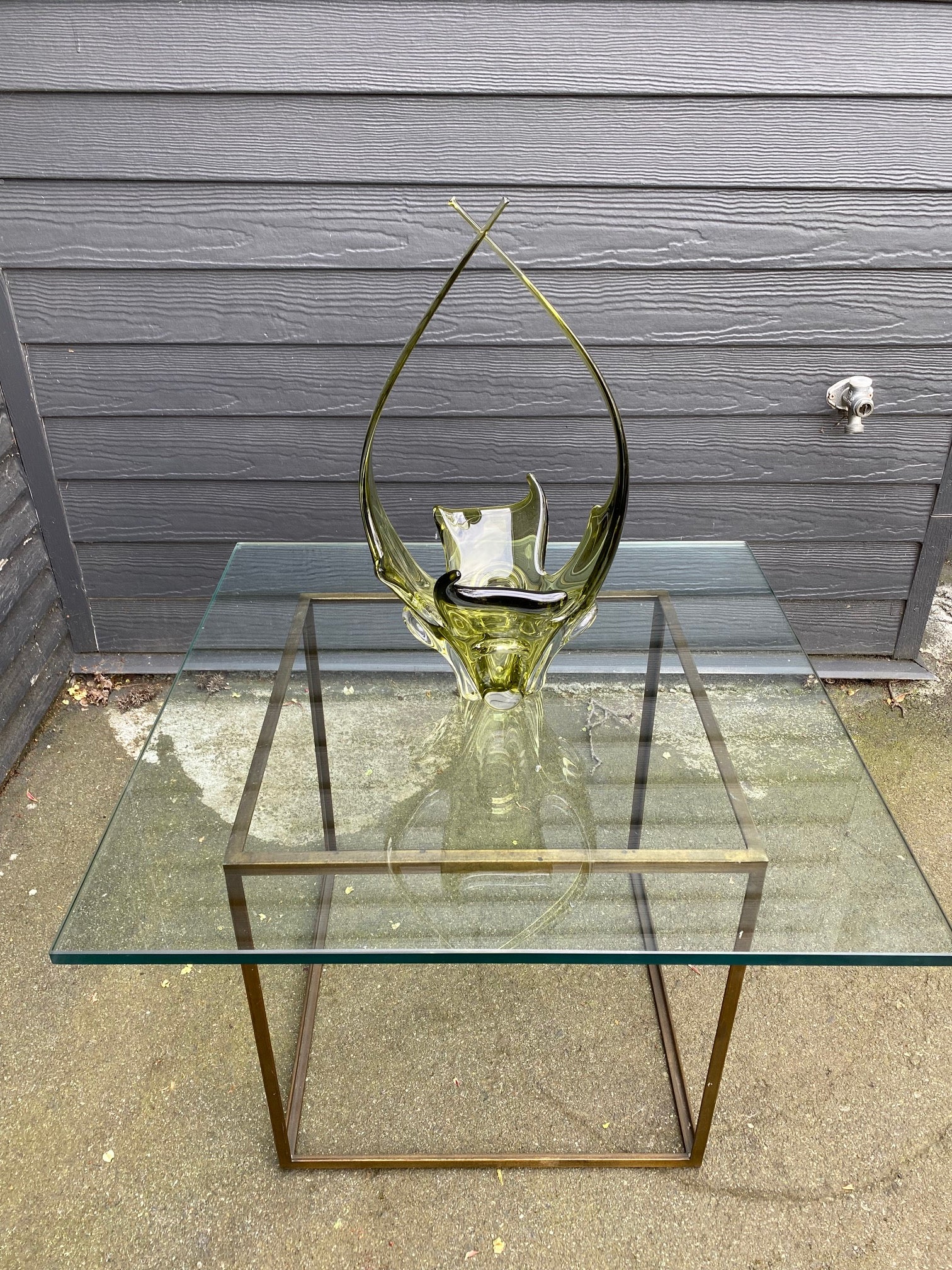 1970s Green Art Glass