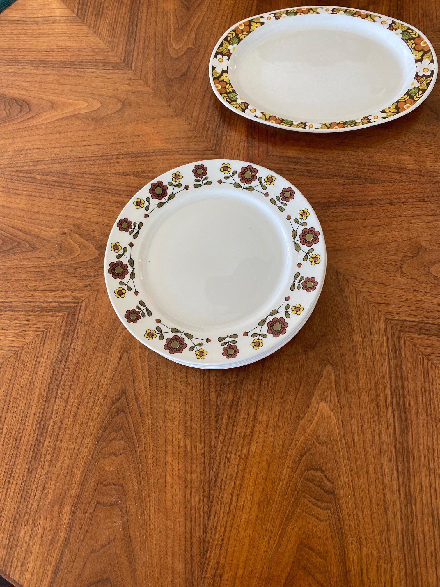 6 Brown & White Daisy Dishes- Duraline England