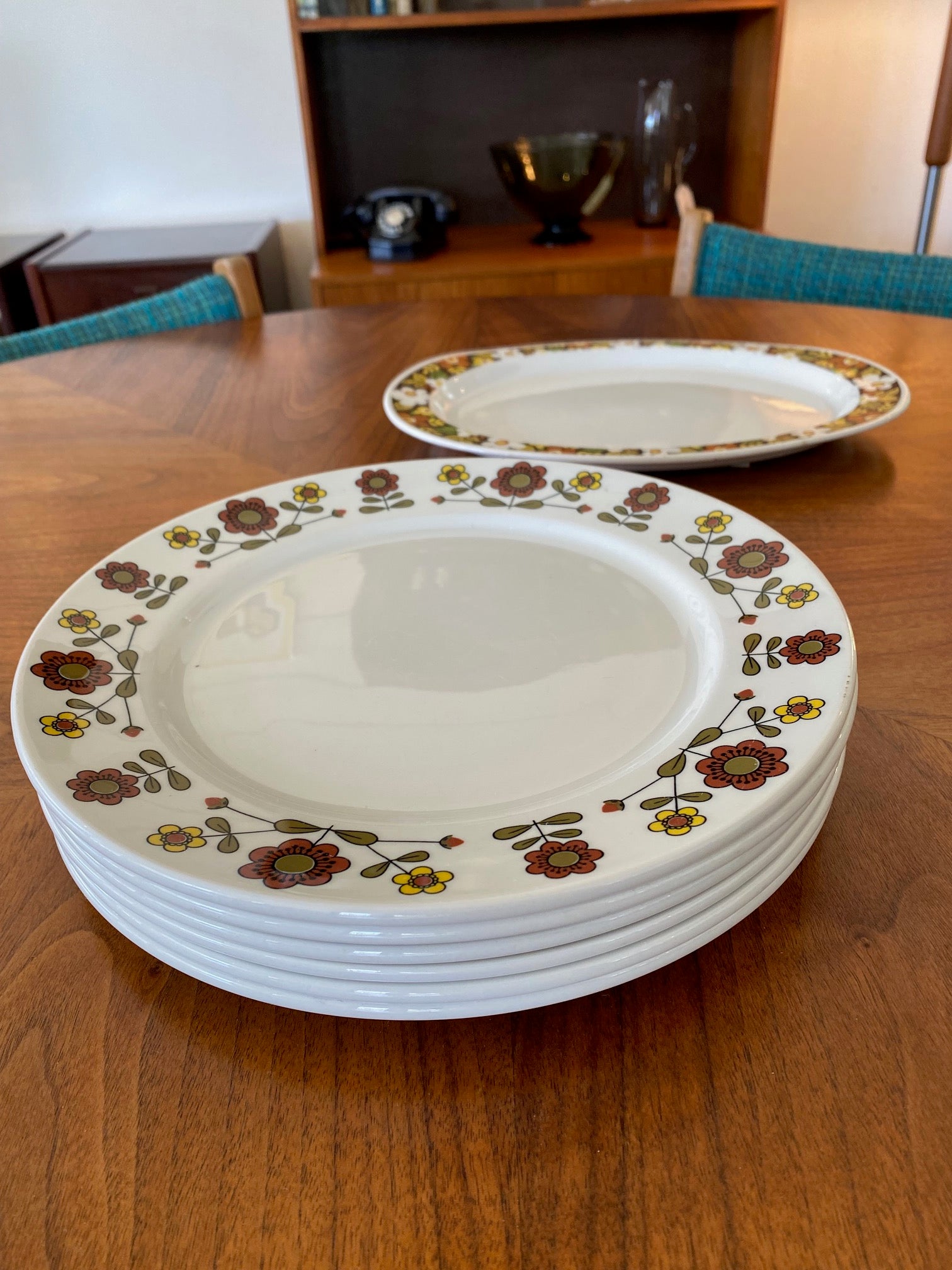 6 Brown & White Daisy Dishes- Duraline England