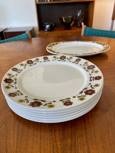 6 Brown & White Daisy Dishes- Duraline England