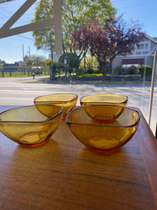 Set of 4 French Amber Glass Bowls