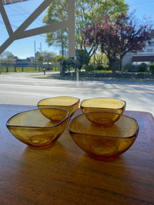 Set of 4 French Amber Glass Bowls