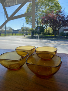 Set of 4 French Amber Glass Bowls
