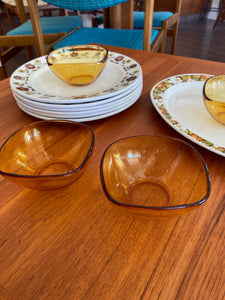 Set of 4 French Amber Glass Bowls