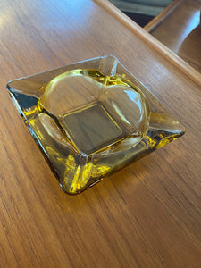 Square Vintage Ashtray in Amber Glass