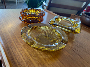 Square Vintage Ashtray in Amber Glass