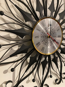 Mid-century Elgin Black Wrought Iron Wall Clock