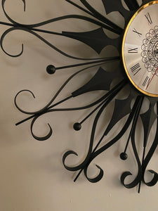 Mid-century Elgin Black Wrought Iron Wall Clock