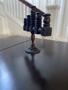 Vintage Hand Carved Wooden Candelabra