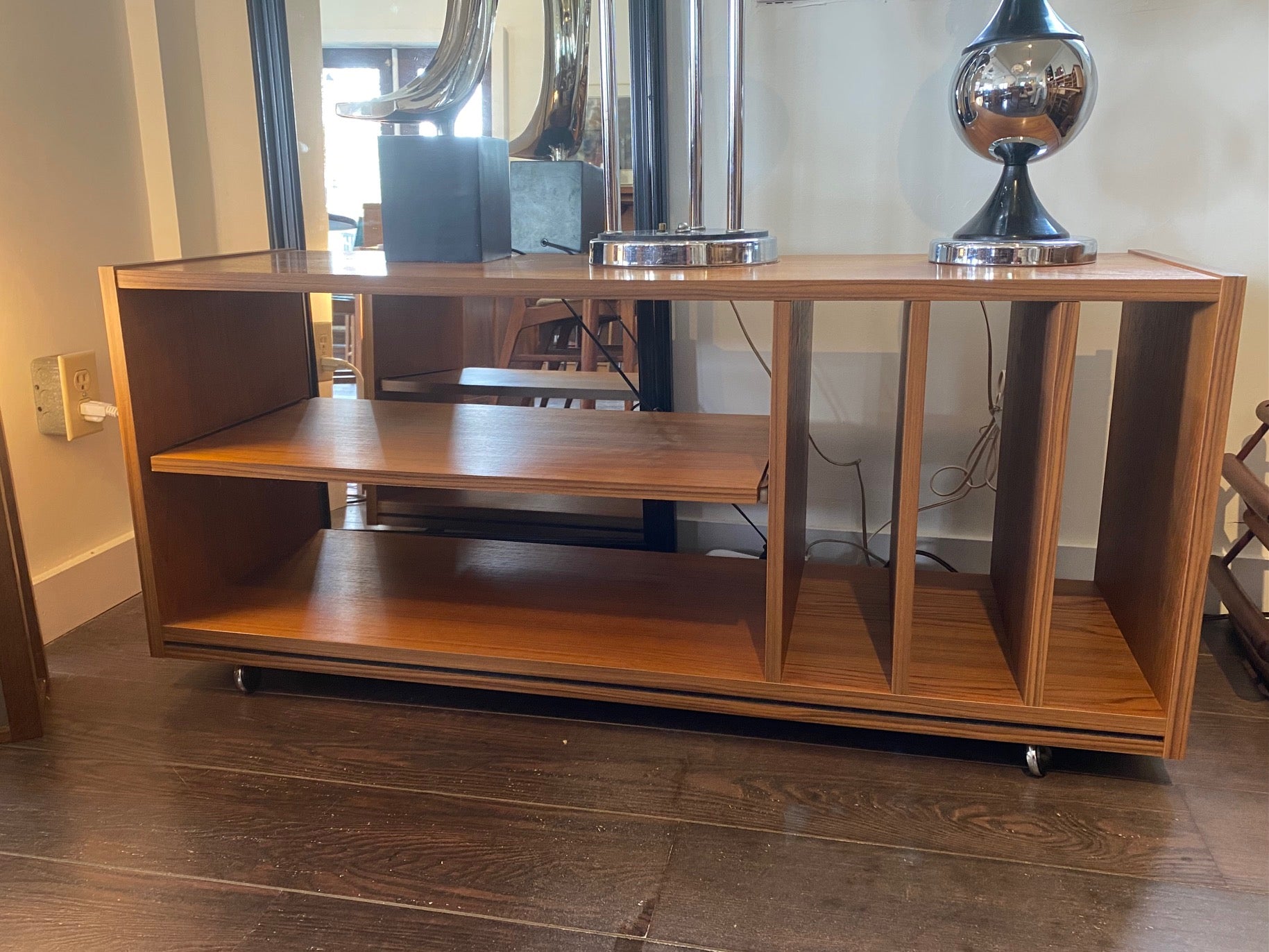 Teak Stereo Stand with Vinyl Storage