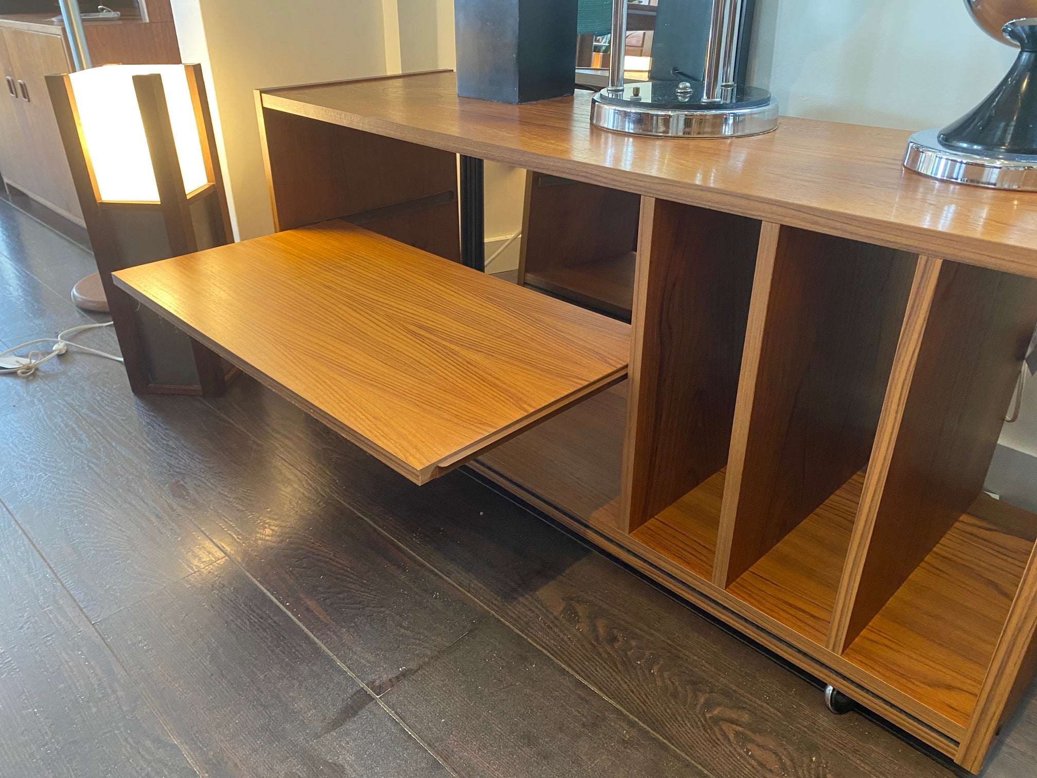 Teak Stereo Stand with Vinyl Storage