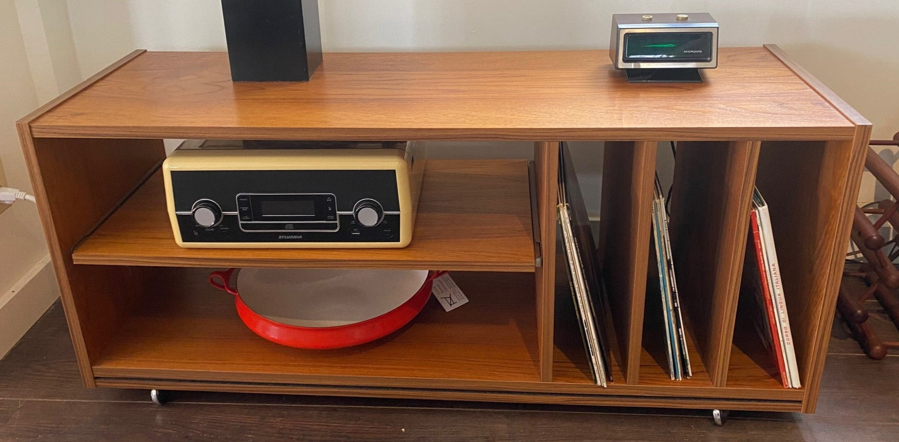 Teak Stereo Stand with Vinyl Storage