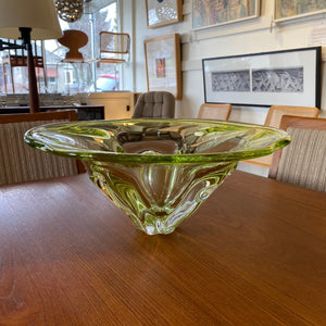 Large Chartreuse Art Glass Bowl Josef Hospodka