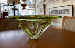 Large Chartreuse Art Glass Bowl Josef Hospodka