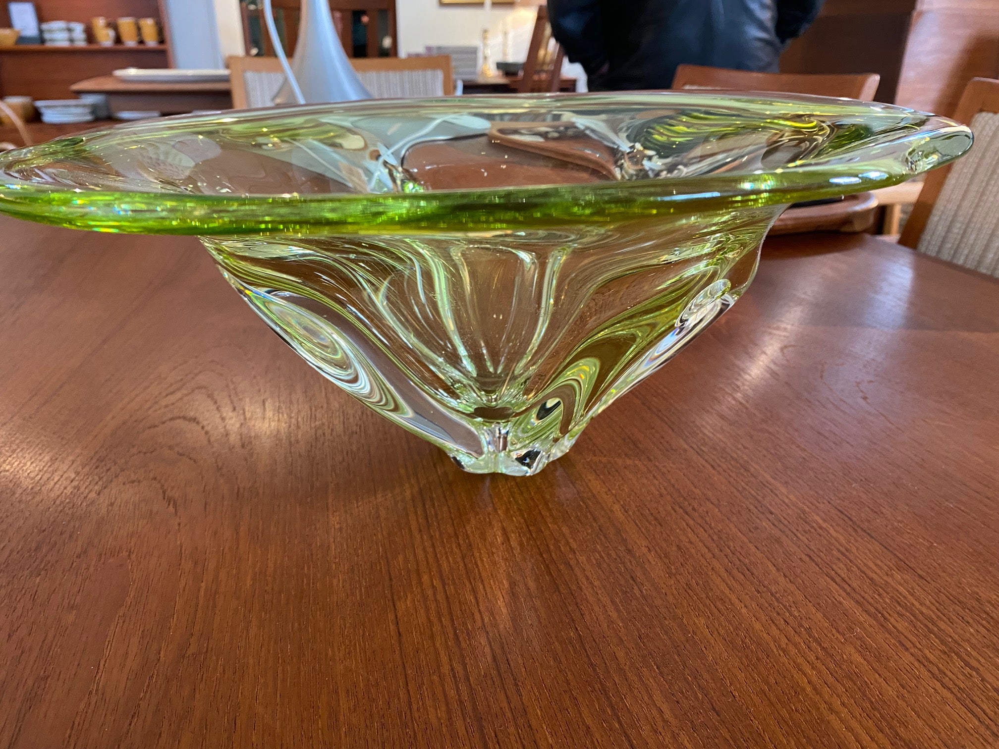 Large Chartreuse Art Glass Bowl Josef Hospodka