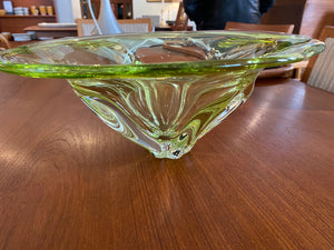 Large Chartreuse Art Glass Bowl Josef Hospodka