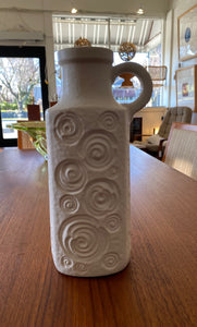 Gorgeous MCM ceramic Scheurich Keramik West German jug with embossed fossil pattern. Marked 482-28 on base- Cook Street Vintage