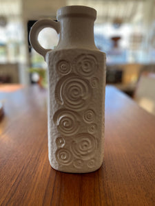 Gorgeous MCM ceramic Scheurich Keramik West German jug with embossed fossil pattern. Marked 482-28 on base- Cook Street Vintage