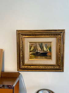 Gorgeous MCM abstract marine scene on canvas- Cook Street Vintage.