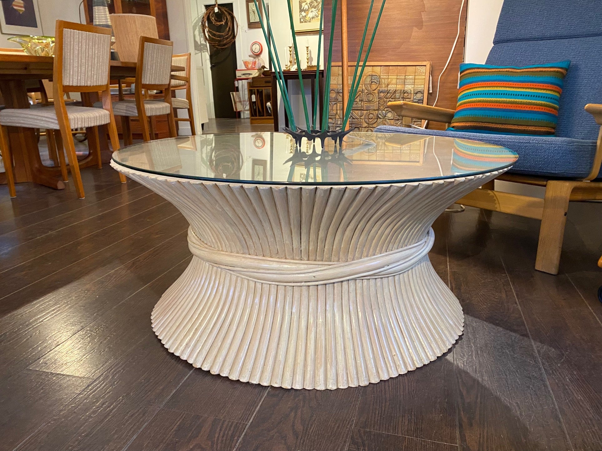 Vintage "McGuire" Style Bamboo Wheat Sheath Coffee Table- Cook Street Vintage