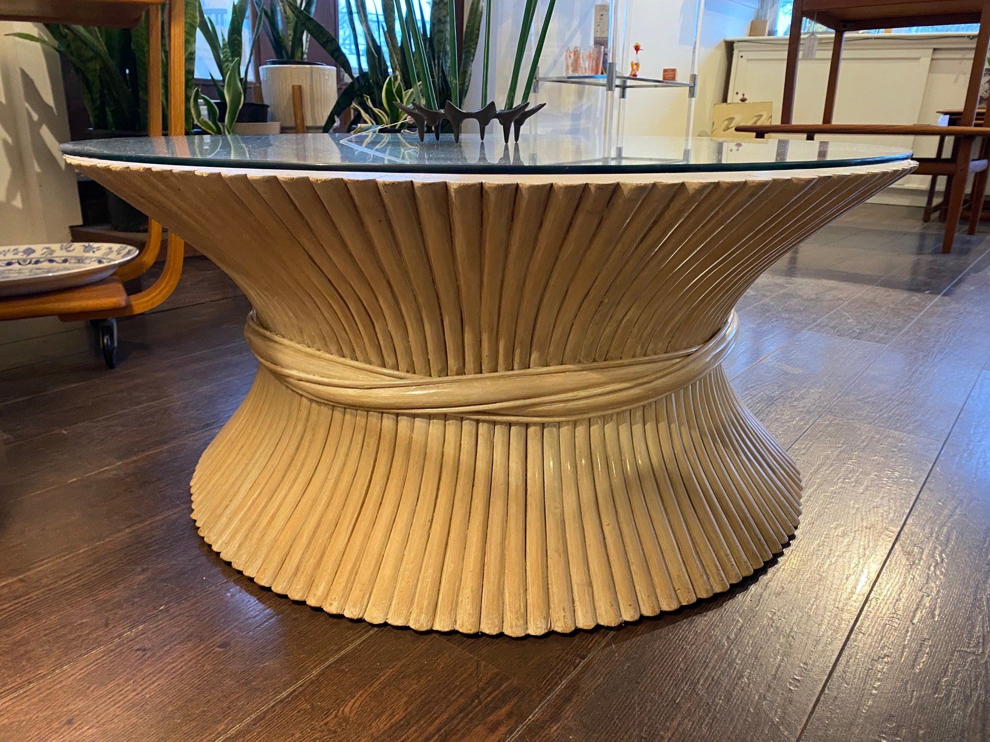 Vintage "McGuire" Style Bamboo Wheat Sheath Coffee Table- Cook Street Vintage
