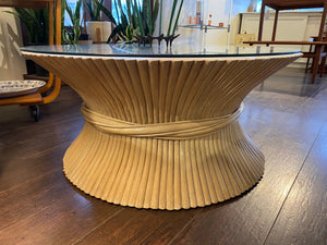 Vintage "McGuire" Style Bamboo Wheat Sheath Coffee Table- Cook Street Vintage
