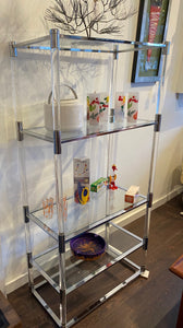 1980s Chrome and Lucite Etagere