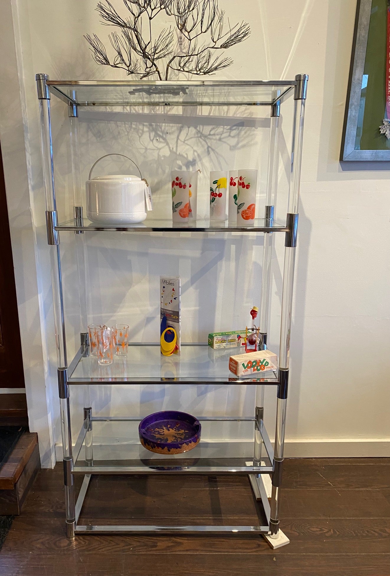1980s Chrome and Lucite Etagere