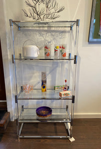 1980s Chrome and Lucite Etagere