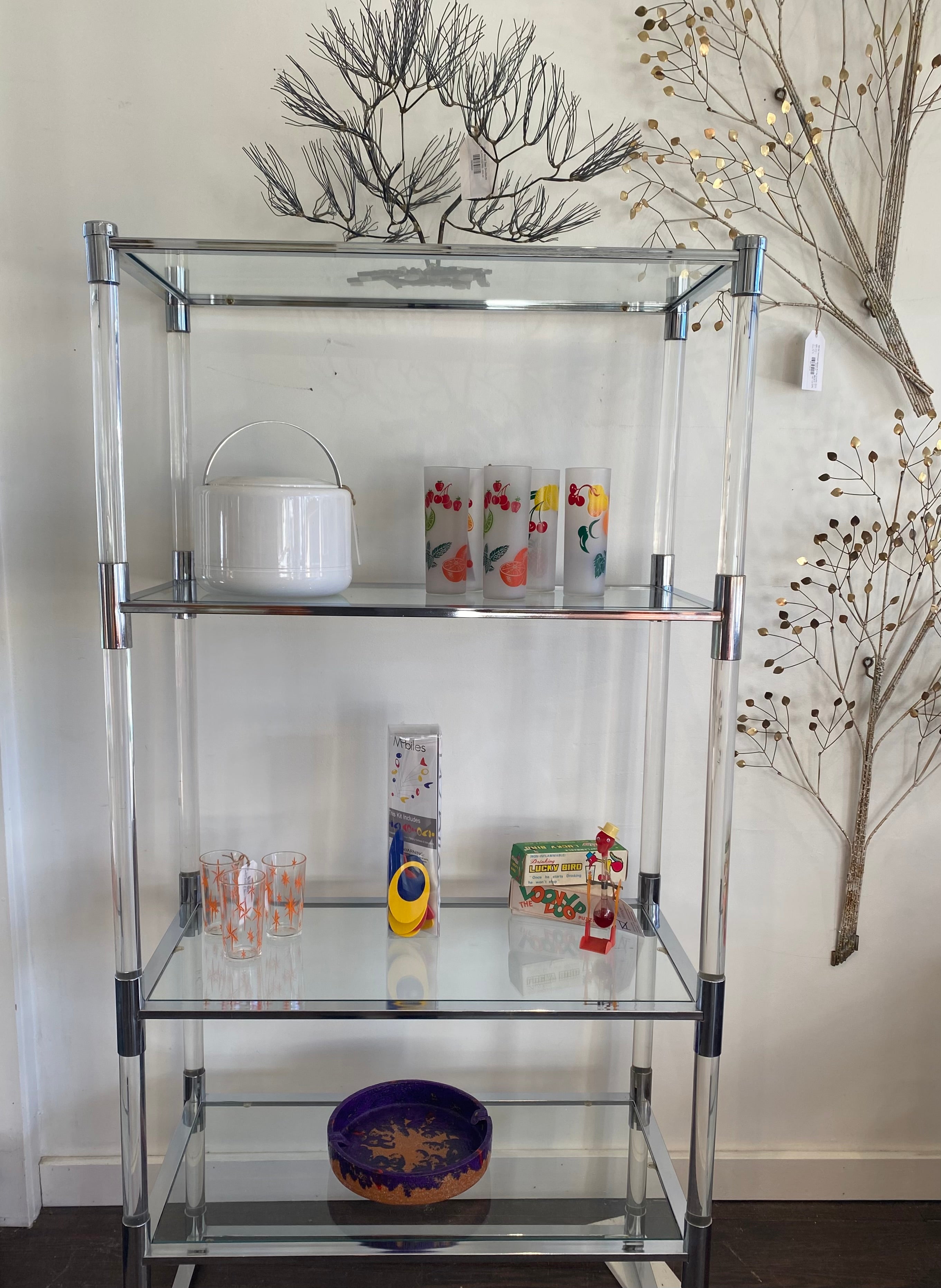 1980s Chrome and Lucite Etagere