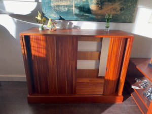 Vintage Wood Cabinet with Tambour Doors