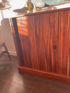 Vintage Wood Cabinet with Tambour Doors