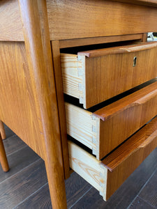 Doveetail drawers on the MCM teak desk by Ejsing Mobelfarik- Cook Street Vintage
