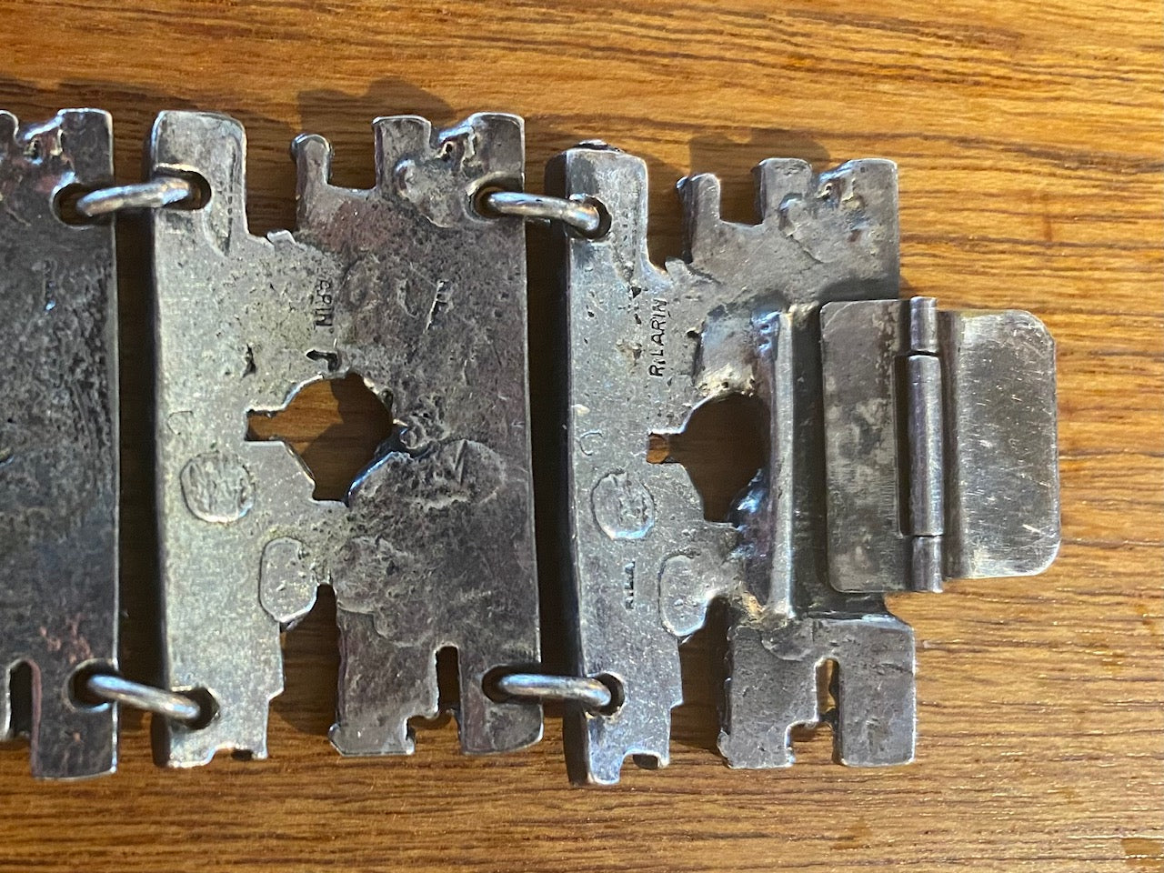 Chunky Brutalist Pewter Bracelet by Robert Larin