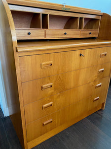 MCM Swedish Teak Roll Top Secretary Desk
