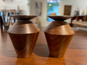 Vintage Danish Rosewood Candle Holders
