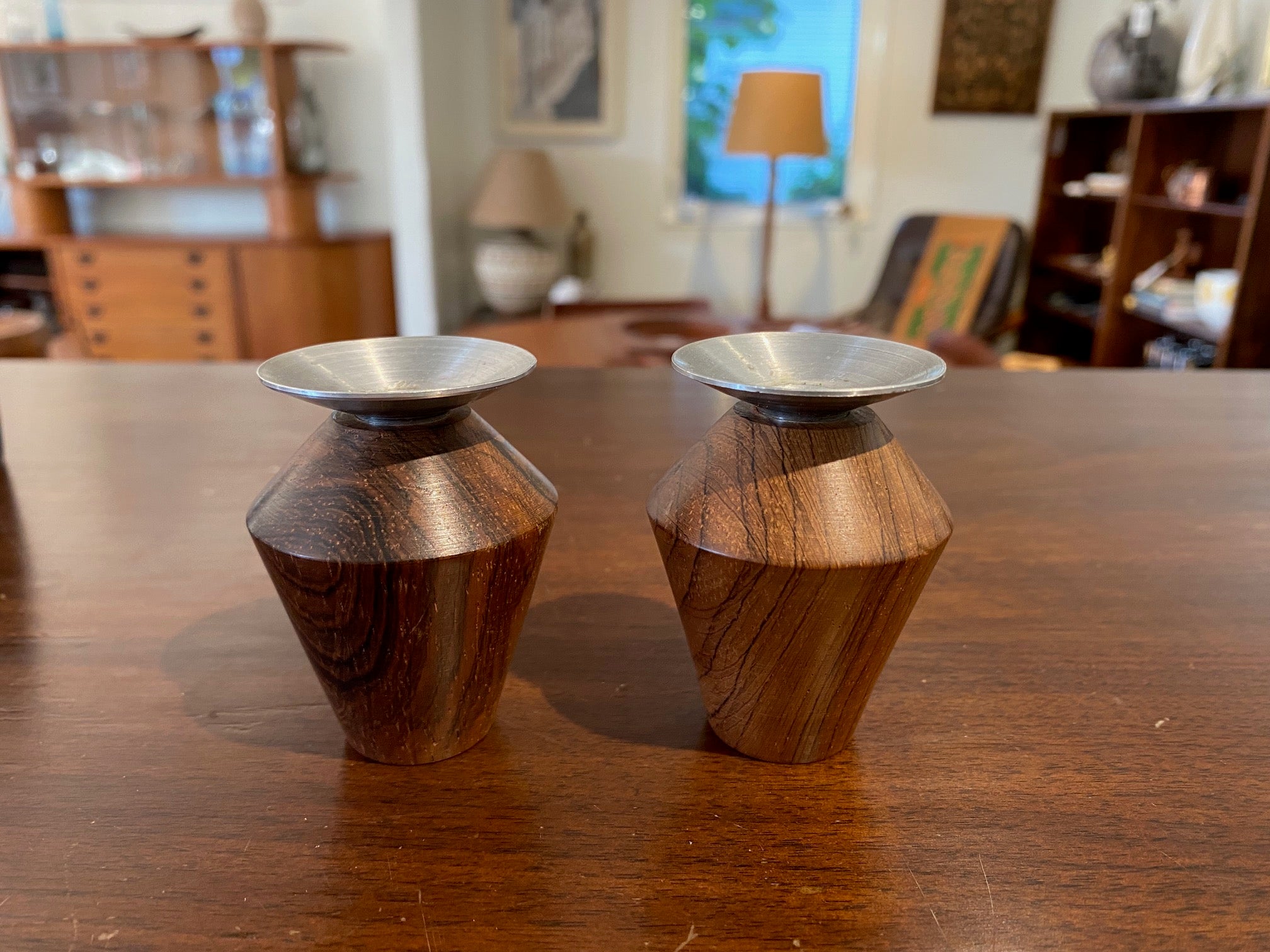 Vintage Danish Rosewood Candle Holders