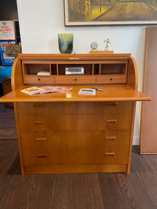 MCM Swedish Teak Roll Top Secretary Desk